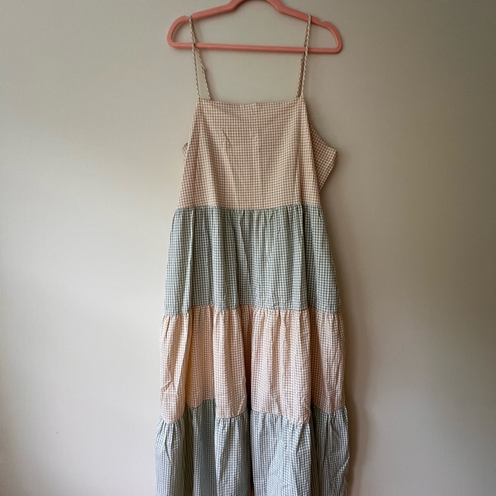 Lisa Says Gah Cream Green Maxi Sundress